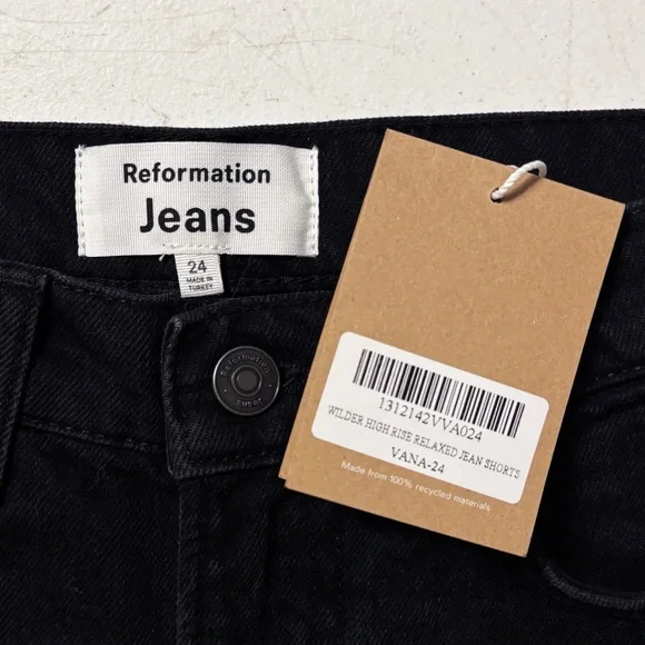 NWT Reformation Jeans Wilder High Rise Relaxed Jean Denim Shorts in Vana - Picture 10 of 11
